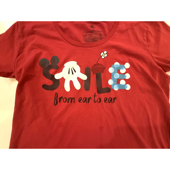 Disney Shirt Womens 2XL Smile From Ear To Ear Mickey Minnie Mouse Graphic Tee - Picture 3 of 5